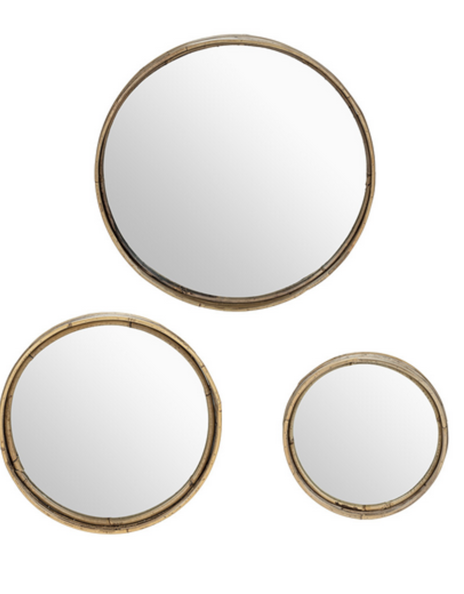 Small Round Wall Mirror with Rattan 12"