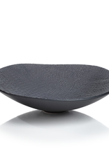 14.75x3.75" Large Black Mara Sand Organic Ceramic Bowl
