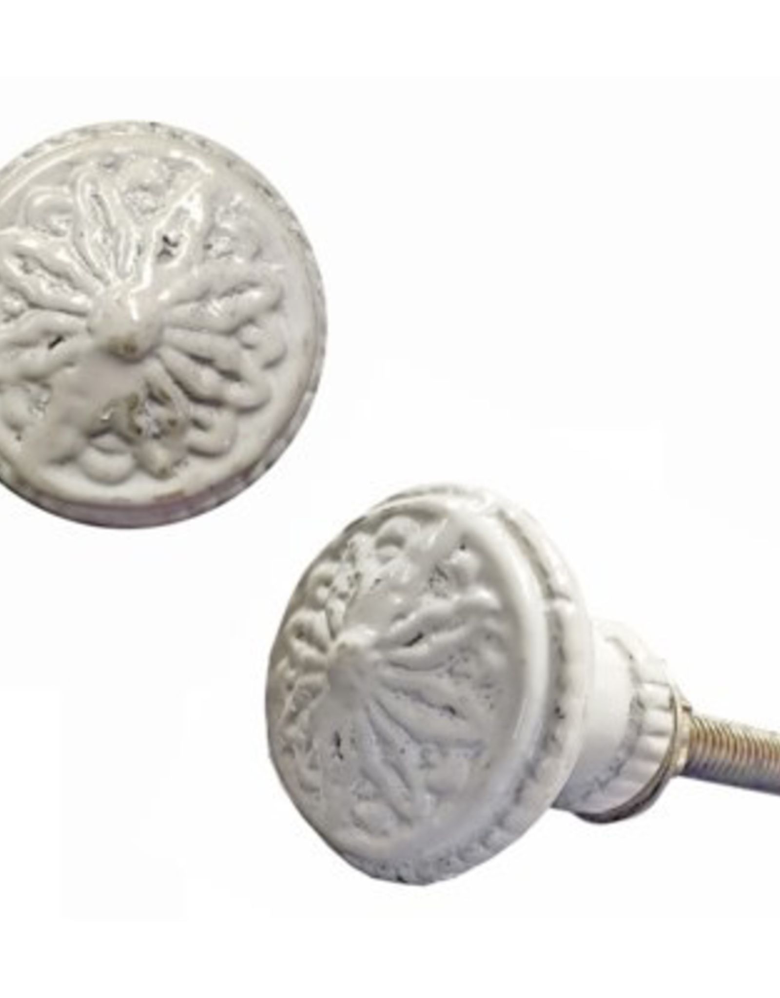 White Camilla Cast Iron Knob D1"