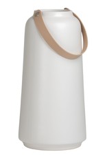 Lido Matte White Ceramic Vase with Handle H11"