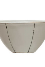 Matte White Hand Painted Stoneware Bowl D5"