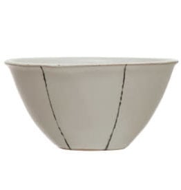 Matte White Hand Painted Stoneware Bowl D5"