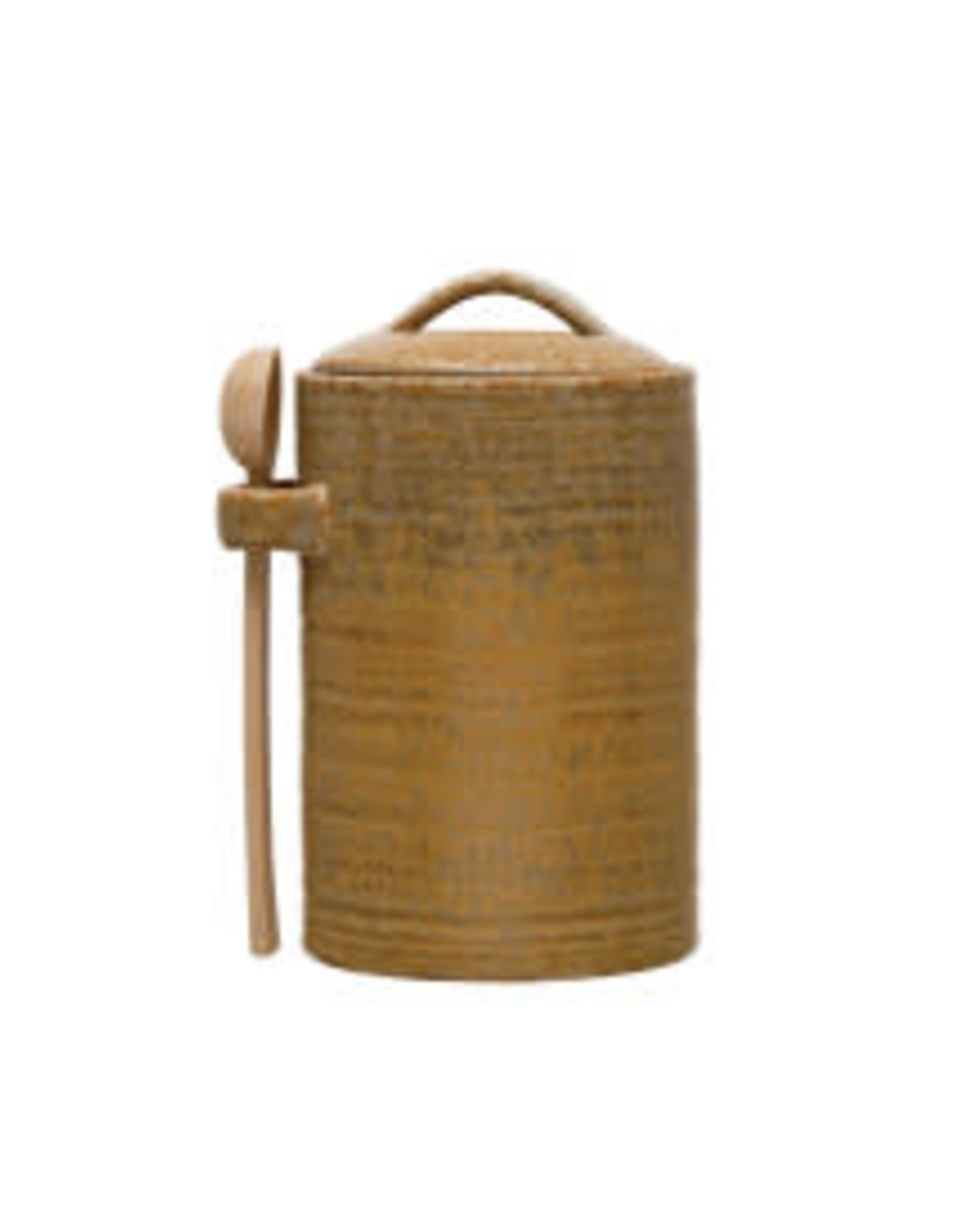 Stoneware Canister with Spoon H7.25"