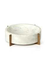 Nairobi White Marble Bowl on Metal Base