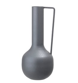 Matte Charcoal Metal Vase with Handle H10”