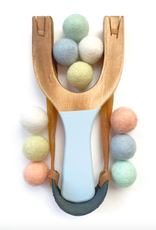 Wood Slingshot with  Felt Balls - Assorted Colours