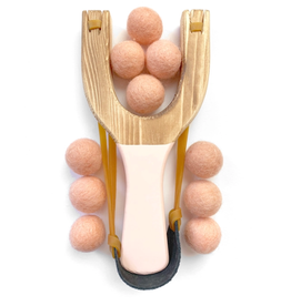 Peach Wood Slingshot with Peach Felt Balls