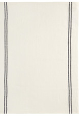 Country White with Black Stripe Washed Linen Tea Towel
