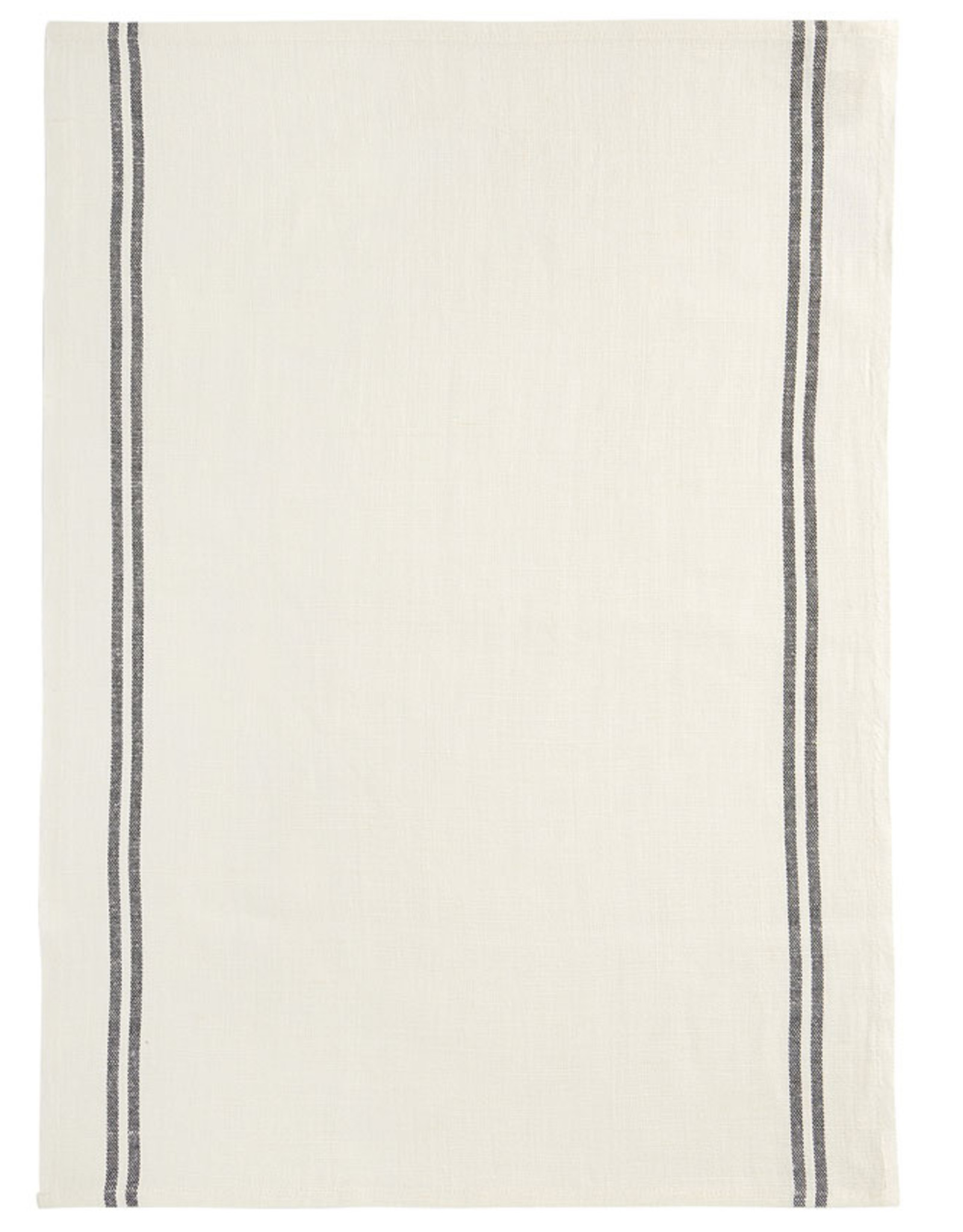 Country White with Black Stripe Washed Linen Tea Towel