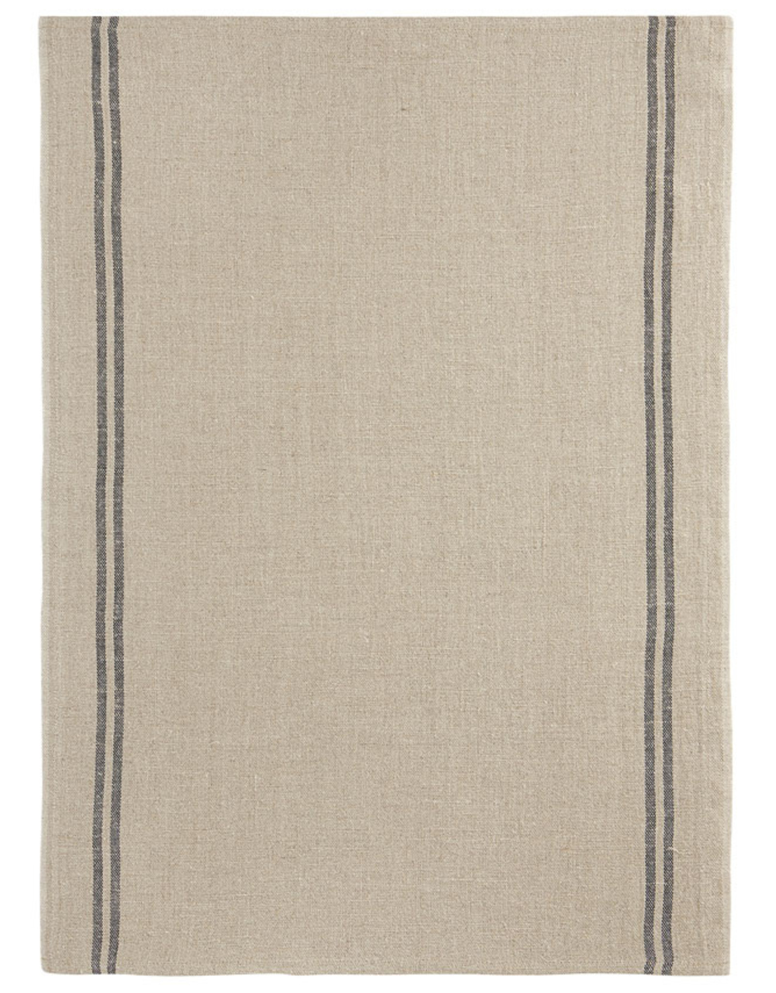 Country Natural with Black Stripe Washed Linen Tea Towel