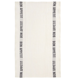 BON APPETIT White with Black Letters Linen Tea Towel