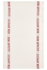 BON APPETIT White with Red Letters Linen Tea Towel