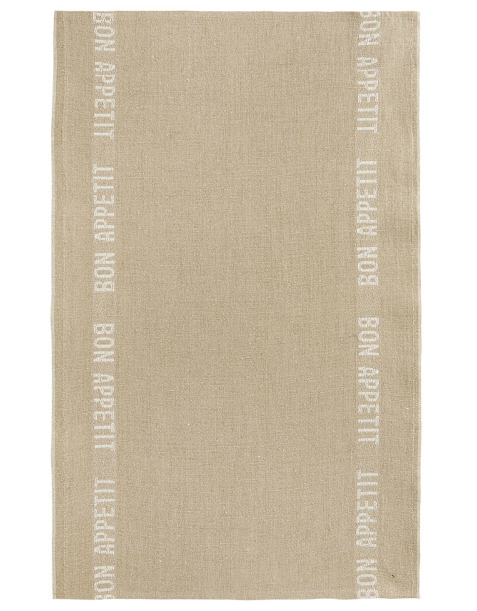 BON APPETIT Natural with White Letters Linen Tea Towel
