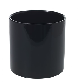Large Shiny Black Cercle Pot D6.5" H6.25"