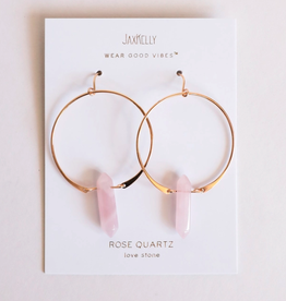 Quartz Hoop Earrings - Rose Quartz