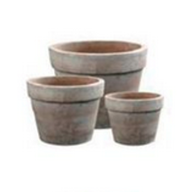 Small Classic Banded Terracotta Pot D7.8" H7.8"