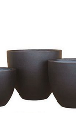 Small Black Ficonstone Short Vase Planter D16.5" H14.5"