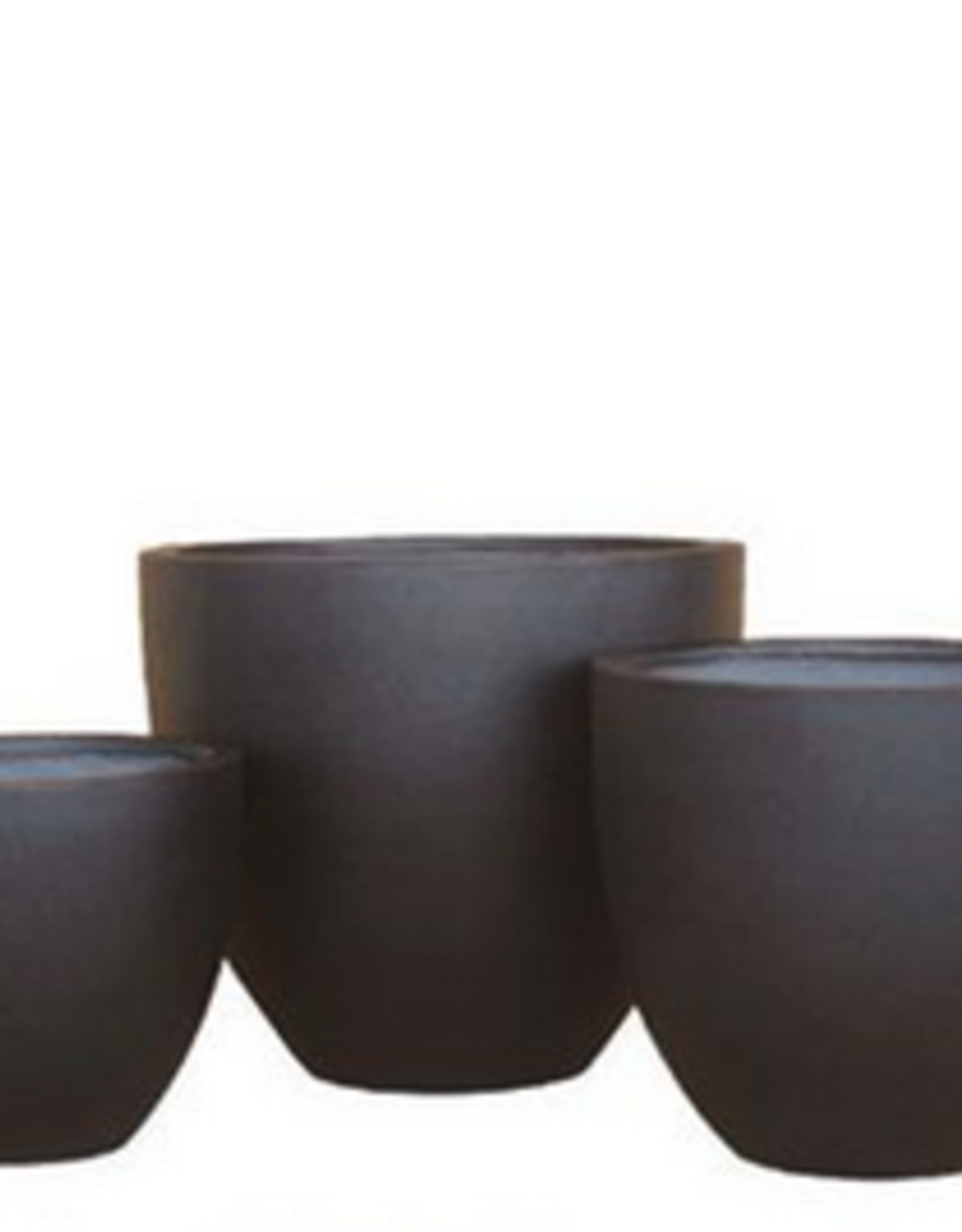 Small Black Ficonstone Short Vase Planter D16.5" H14.5"