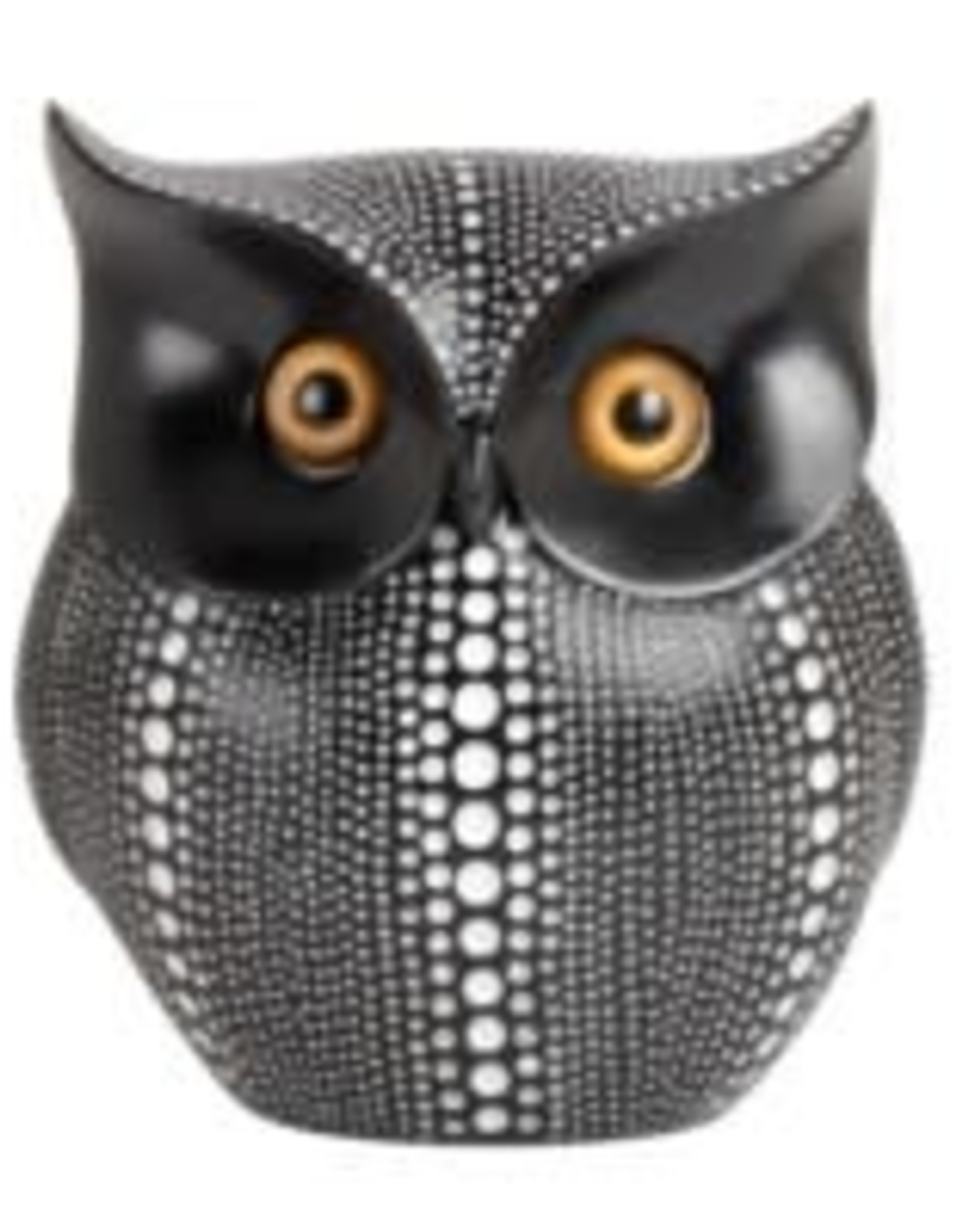 Black Dotted Horned Owl Sculpture H6"