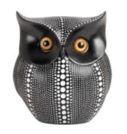 Black Dotted Horned Owl Sculpture H6"