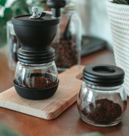 Black Bremen Manual Coffee Grinder with Storage Jar