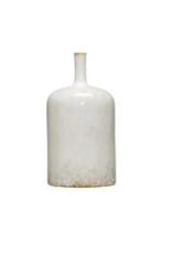 White Reactive Glaze Stoneware Vase D5” H9.5”