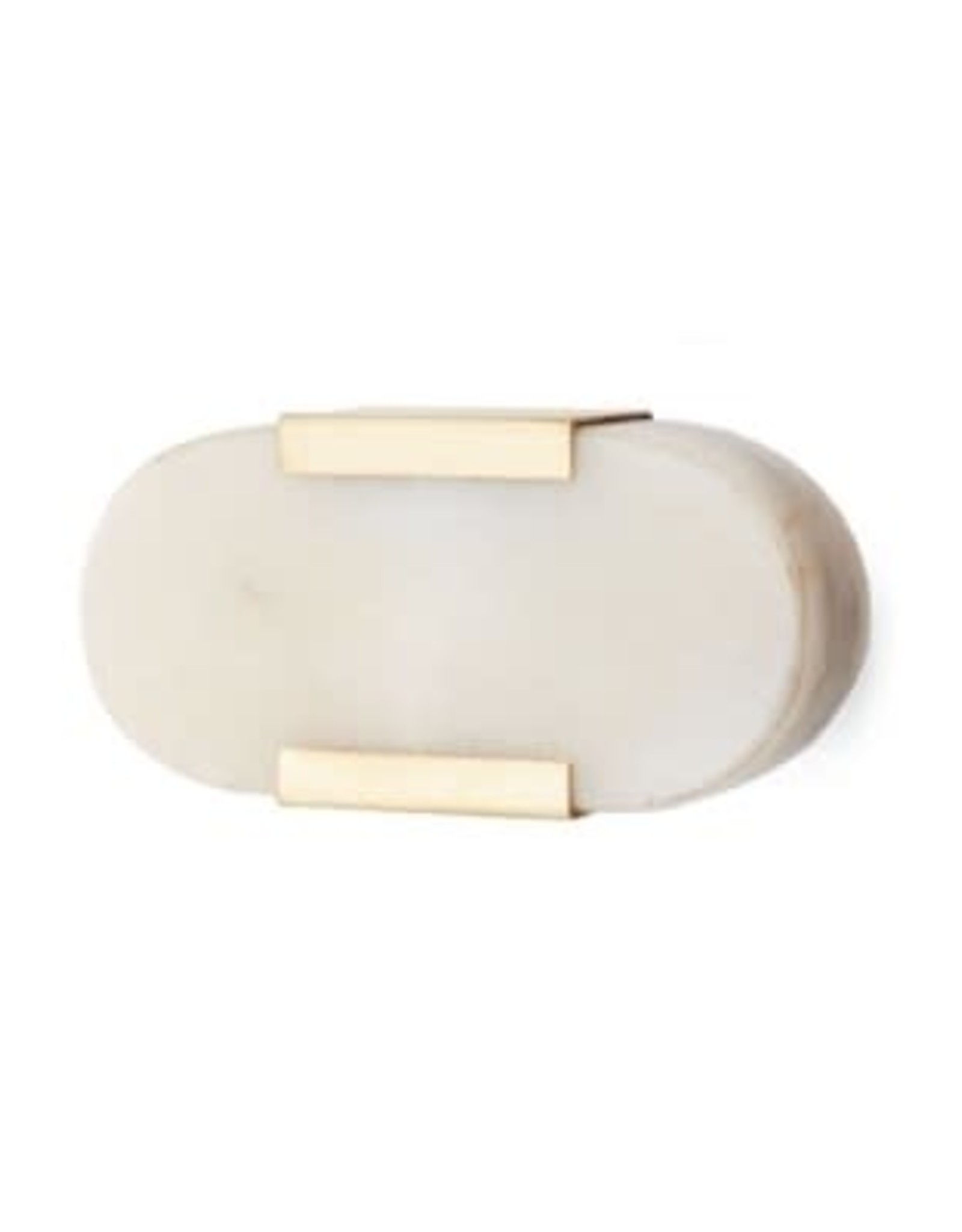 Oval Marble Knob with Gold Clasps