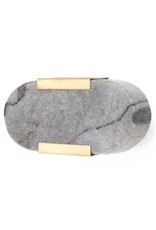 Grey Oval Marble Knob with Gold Clasps