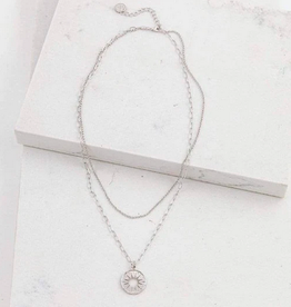 Layered Sunburst Necklace - Silver