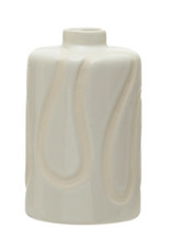 White Vase with Debossed Design D3.25" H5.25"