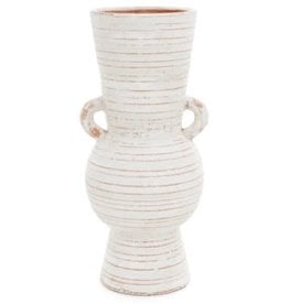 Large White & Terra Cotta Pena Vase H12”