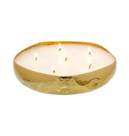 Large Gold Amber Spruce Multiwick Candle D7.5" H1.75"