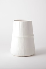 Medium Soft White Linen Vase H13"