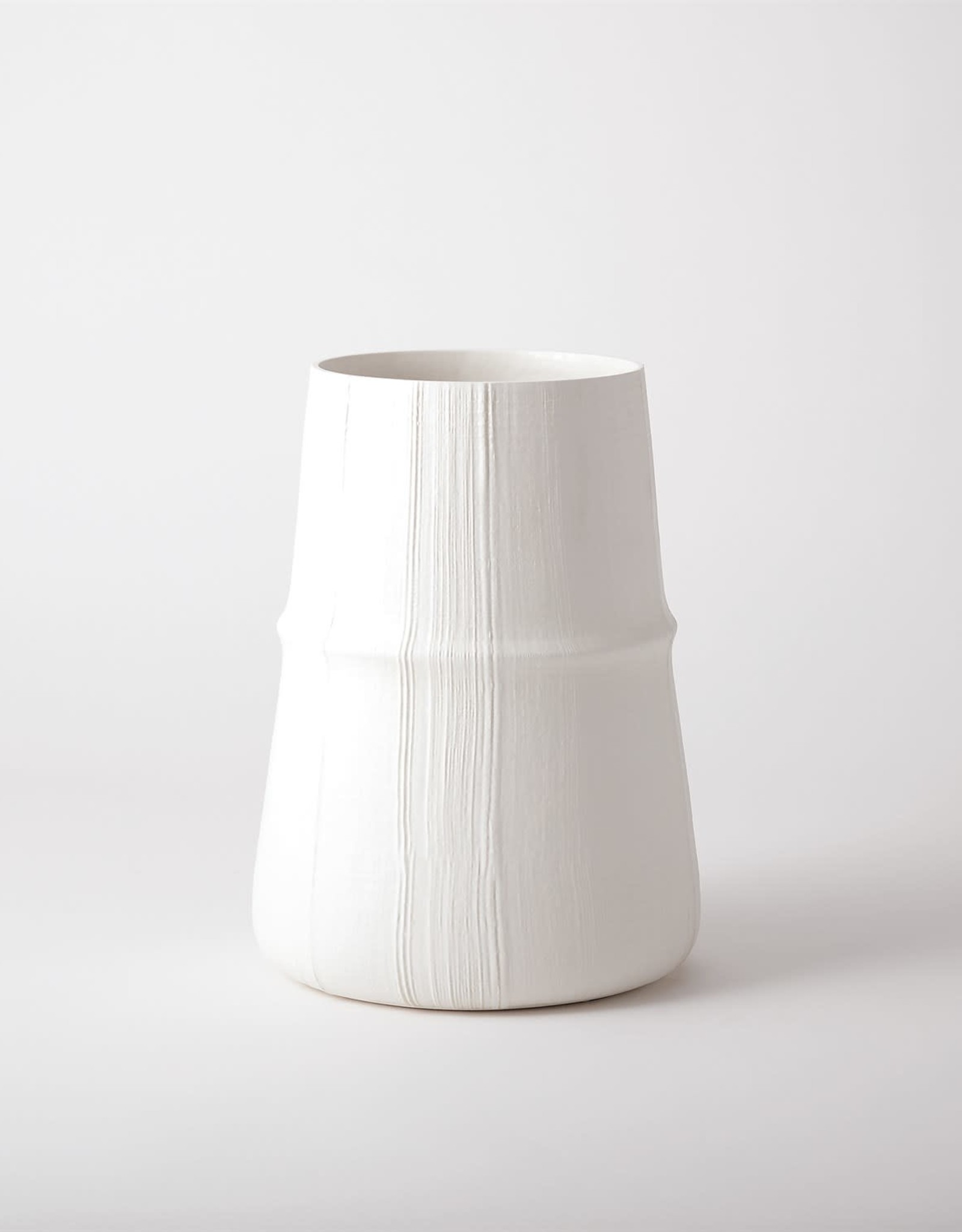 Medium Soft White Linen Vase H13"