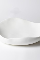 Large Matte White Organic Round Bowl D18.5" H4"