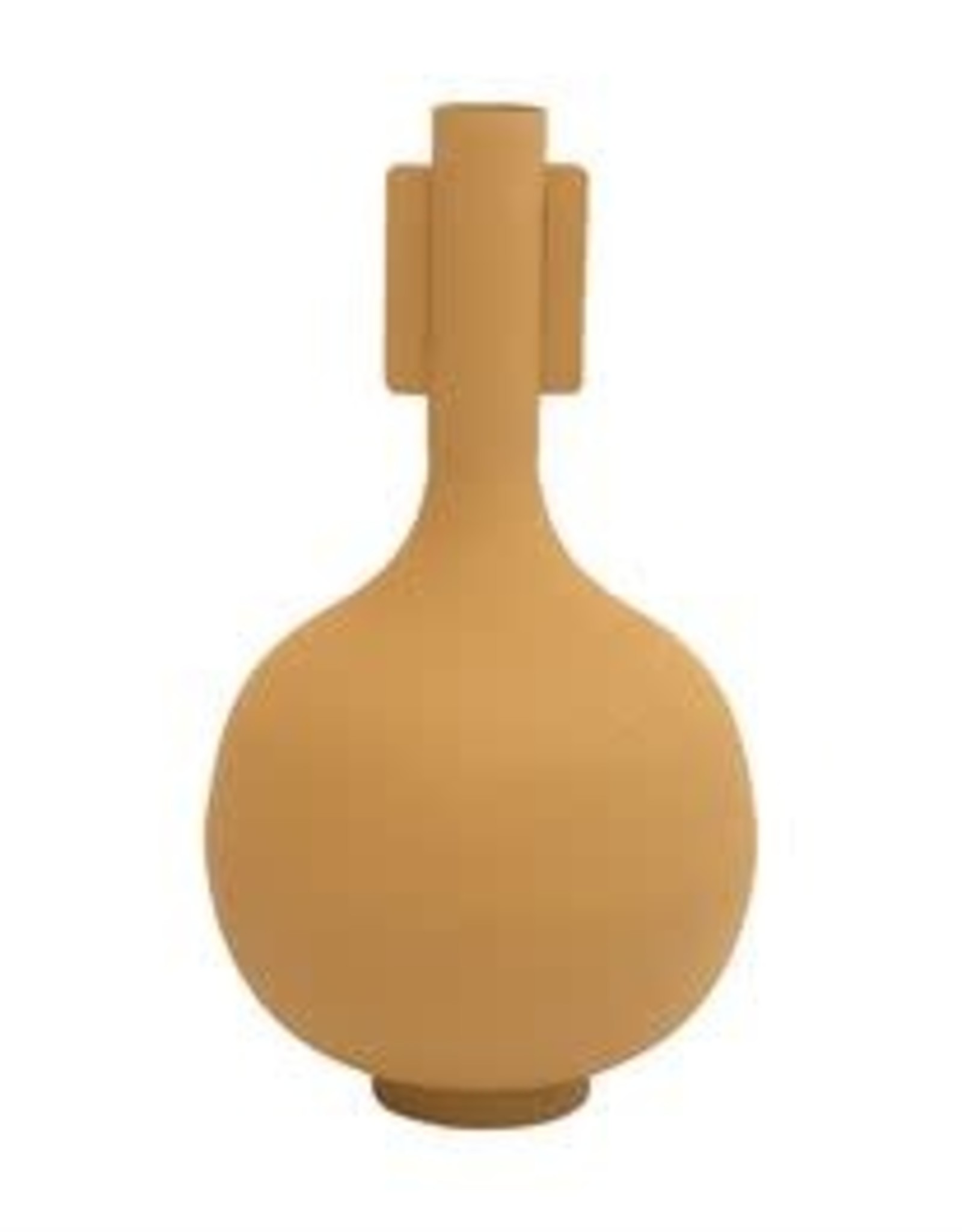 Mustard Yellow Textured Metal Vase H18.25” D9.75”