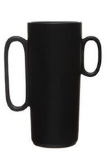 Black Stoneware Vase with Asymmetrical Handles H10”