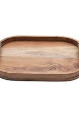 Acacia Wood Tray with Metal Handles L17.75” W12”