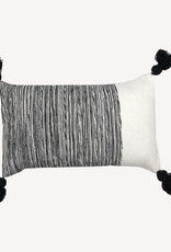Charcoal Dipped Moroccan Pom Pom Pillow L20" W12"