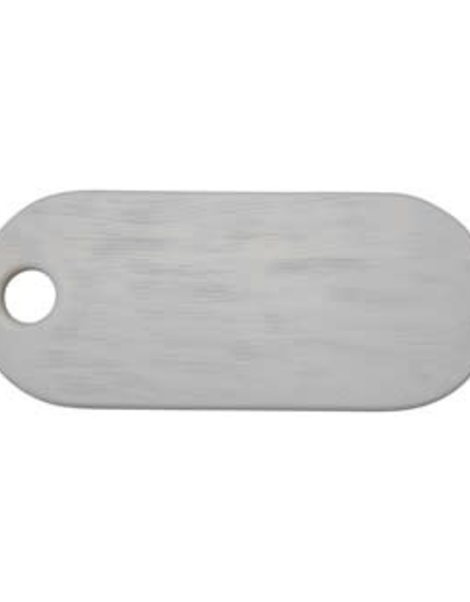 Combed White Finish Acacia Wood Oval Board L19" W8"