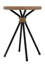 Rattan Stool with Black Metal Legs D10" H18"