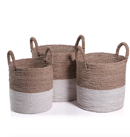 Large Oia Seagrass Basket with Handles D15.75" H19.25"