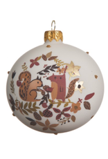 Squirrel and Fox Matte Glass Bauble D3"