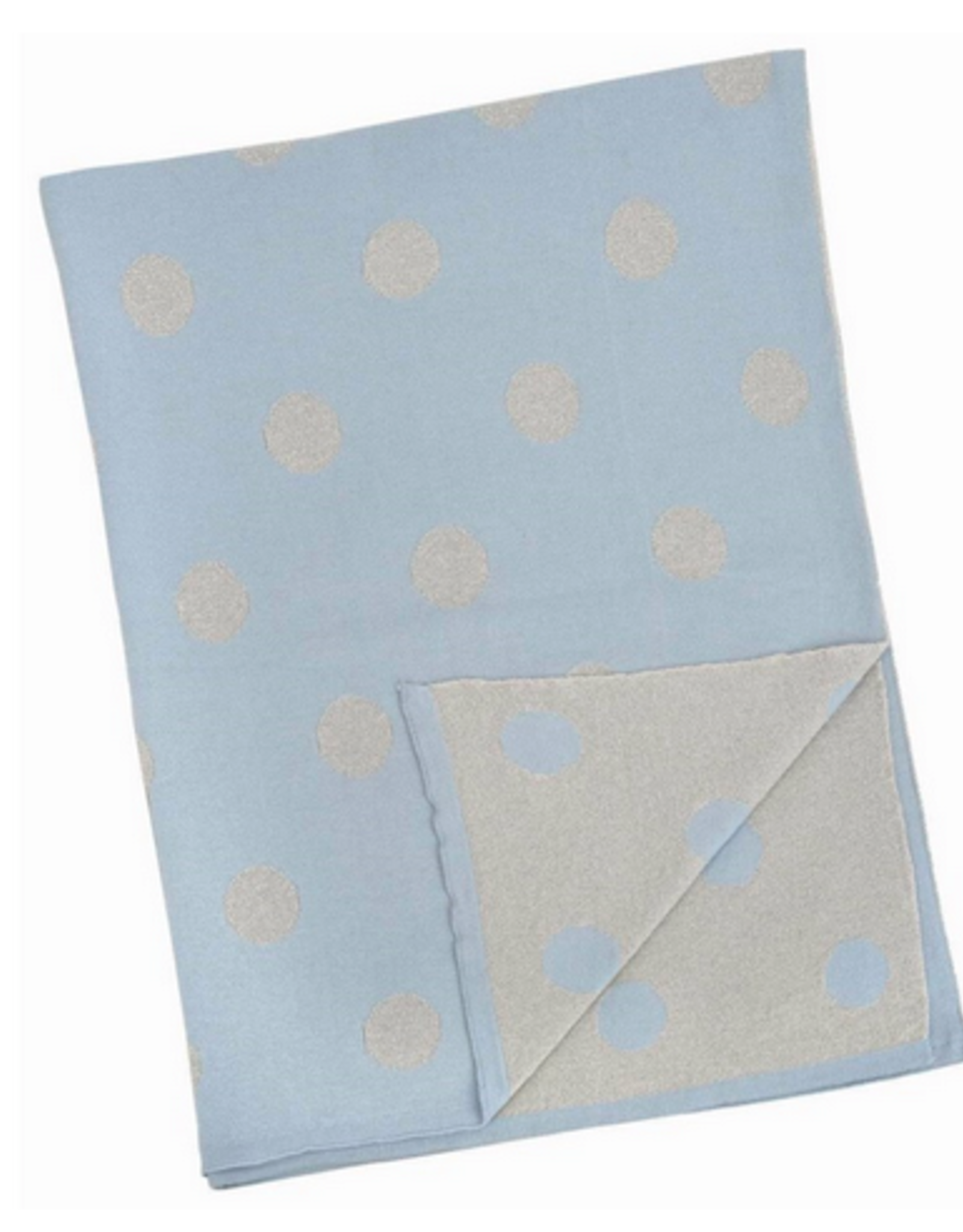 Blue and Silver Polka Dot Baby Blanket L30" W40"