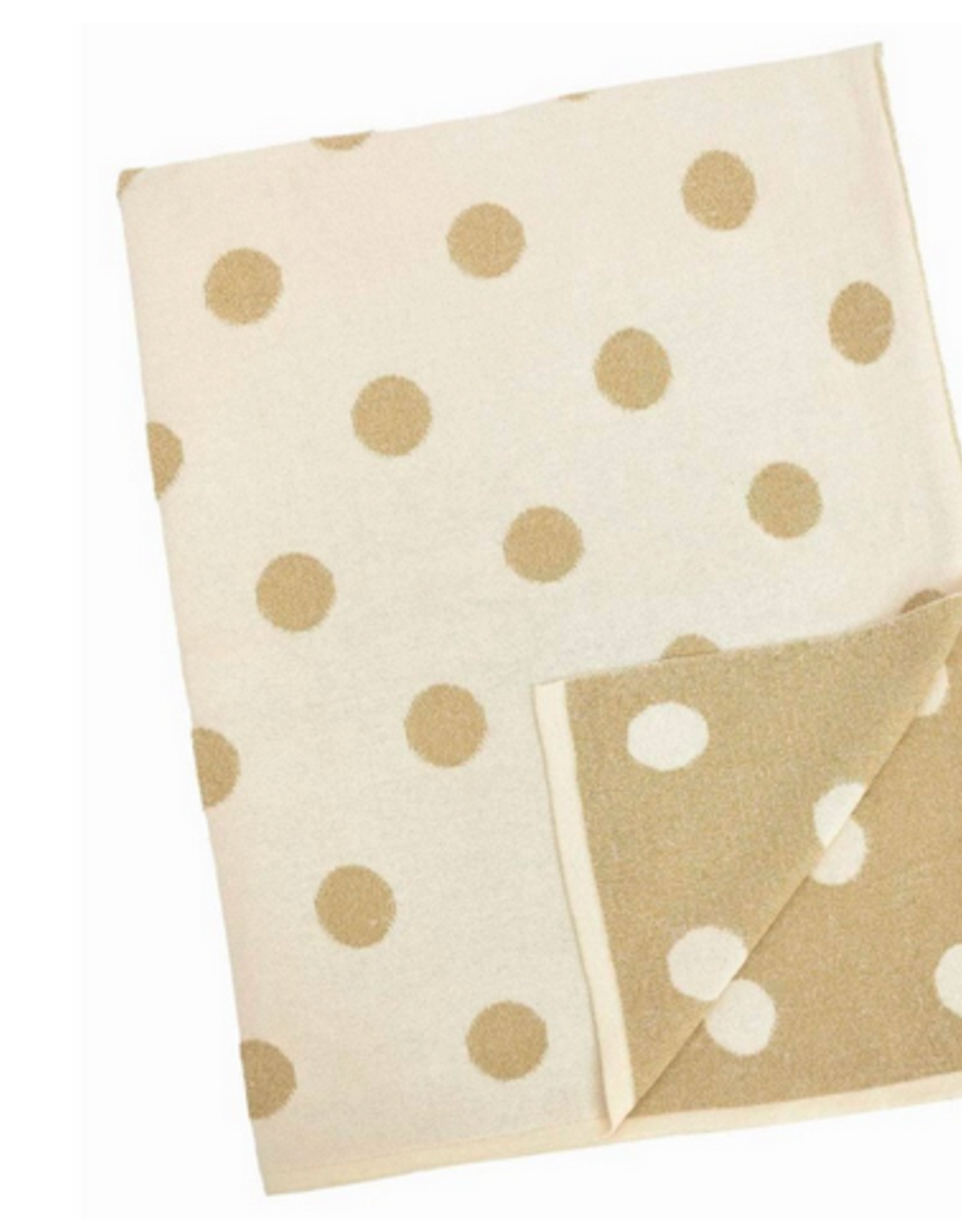 Cream and Gold Polka Dot Baby Blanket L30" W40"