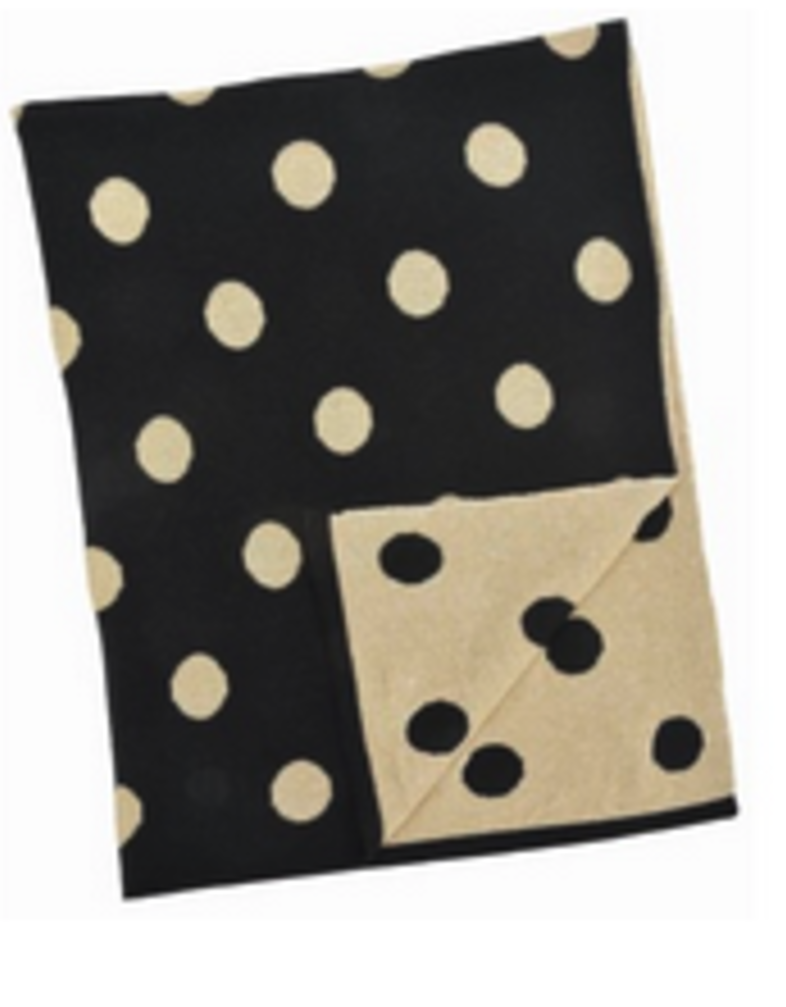 Black and Gold Cotton Polka Dot Baby Blanket L30" W40"