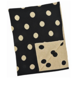 Black and Gold Cotton Polka Dot Baby Blanket L30" W40"