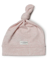 Sepia Rose Floral Top Knot Beanie 6-12 M