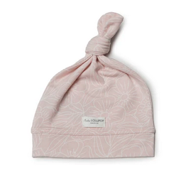 Sepia Rose Floral Top Knot Beanie 6-12 M