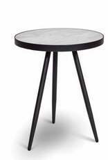 White Marble Florence Lamp Table D17.5” H22” Reg $385  Now $150